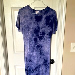 Lularoe Blue Tie-Dye T-Shirt maxi Dress